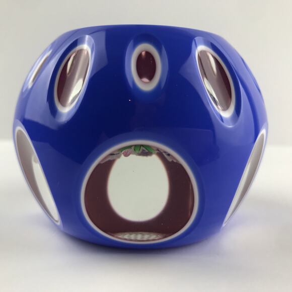 Perthshire 1985F Triple Overlay Lampwork Flower Bouquet Faceted Paperweight Cert - Picture 5 of 16